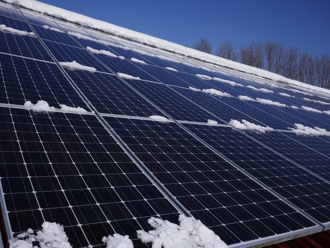 Solar panels in the winter